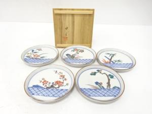 九谷焼　珠光造　絵変わり　銘々皿　5客